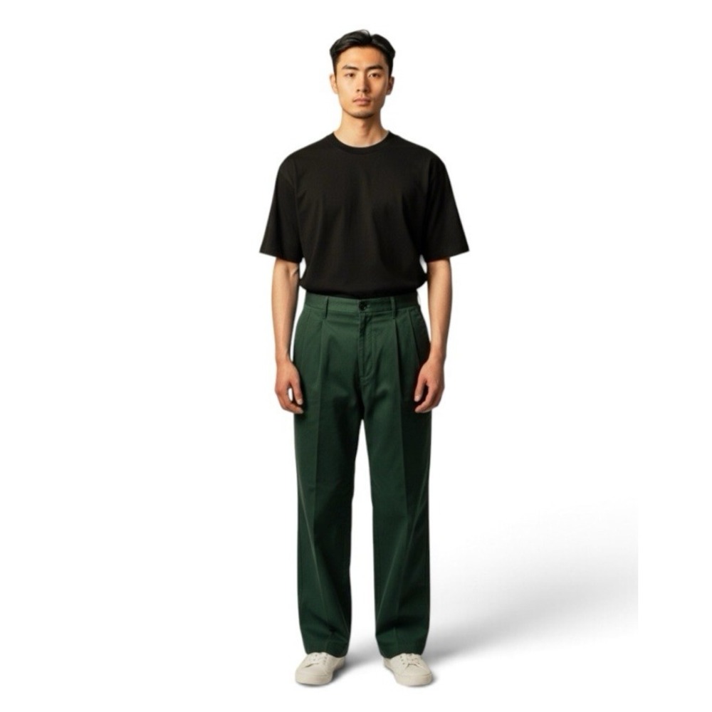 Dockers Men's 30 High Wide Pleated Olive Pants Comfort Stretch NEW Retro